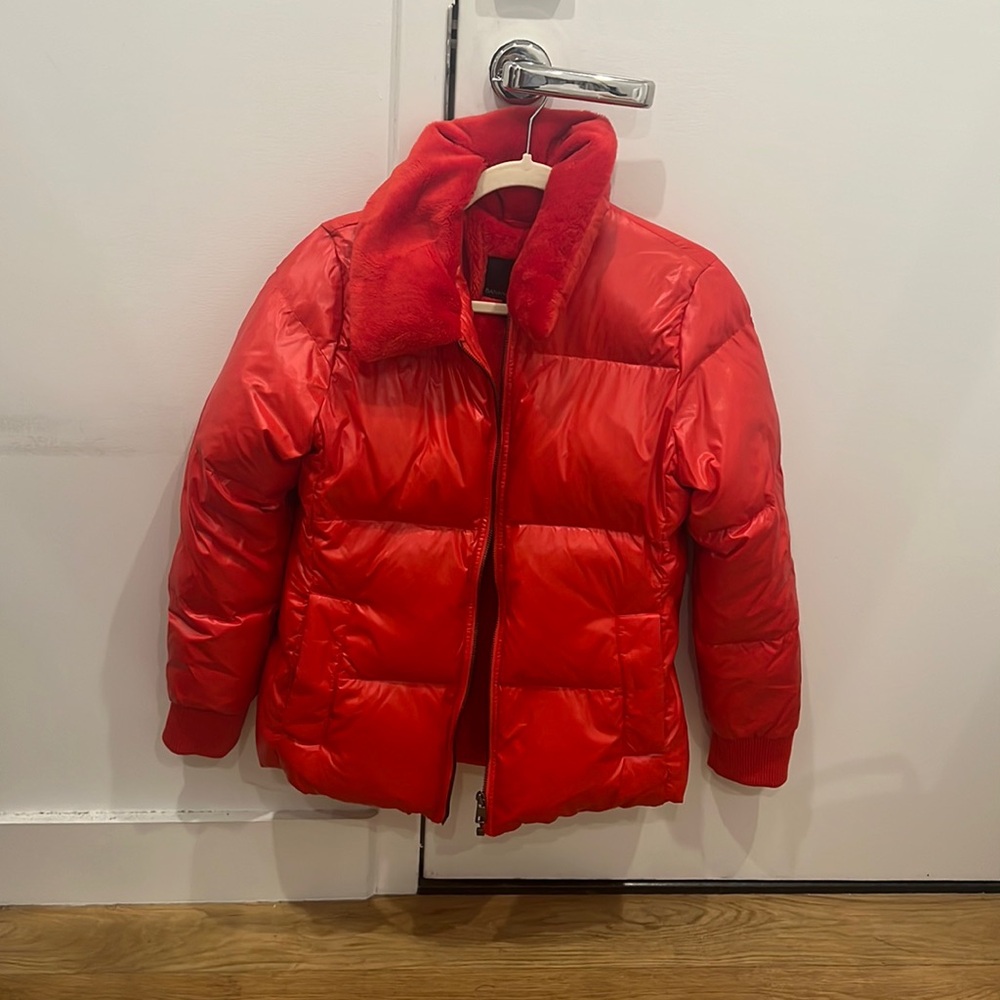 Cute red puffer jacket from banana republic! Fleece lined :)
